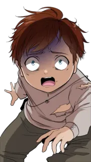 😨 Anime, Garçon, Effrayé, Détressé, Dessin animé telegram sticker