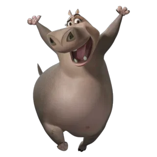 😄 Gloria Madagascar ippopotamo, felice, animato, film, animali, cartoni animati telegram sticker