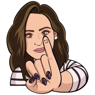 🙂 中指, 侮辱的なジェスチャー, 失礼, ステッカー, 漫画, 女性 telegram sticker