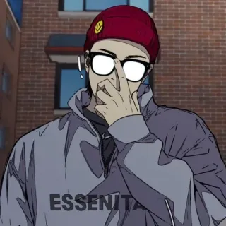 🌟 ESSENITA Anime, Uomo, Occhiali, Basco, Streetwear telegram sticker