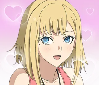 🥰 Anime, Fille, Cheveux blonds, Coeurs, Mignon, Dessin animé, Femme telegram sticker