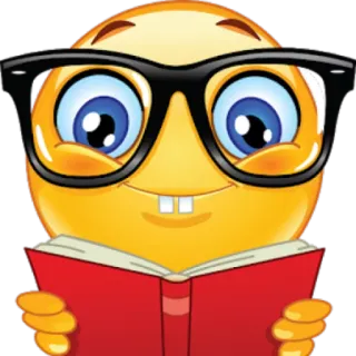 🤓 emoji, leyendo, gafas, nerd, libro, sonrisa telegram sticker