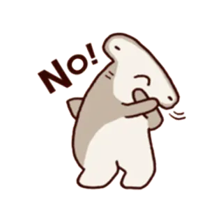 ❌ No! shark, cartoon, cute, no, rejection telegram sticker