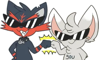 🤜 you dibujos animados, choca esos cinco, cool, gafas de sol, amigos, zorro whatsapp sticker