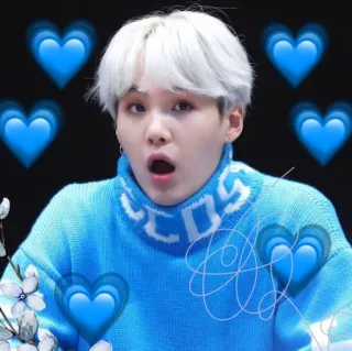 💙 Suga Suga, BTS, K-Pop, idol, music, blue hearts telegram sticker