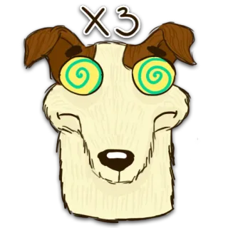 😵‍💫 x3 cachorro, hipnotizado, olhos em espiral, desenho animado telegram sticker