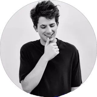 😃 Charlie Puth musician, singer, black and white, portrait, celebrity, artist telegram sticker