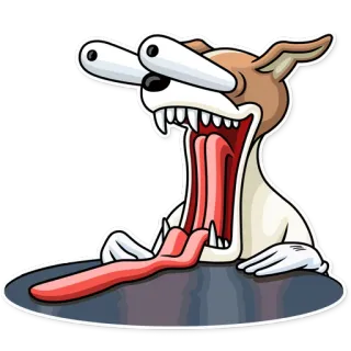 😍 anjing, kartun, gila, hewan, lidah, mata, lucu, makhluk whatsapp sticker