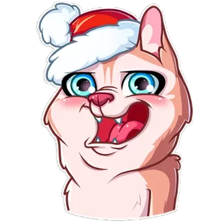 😀 chat, noël, bonnet de père noël, drôle, autocollant, chat dessin animé, chat avec chapeau, nouvel an telegram sticker