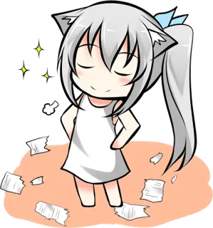😤 Аниме, Девушка-кошка, Чиби, Милый, Каваий, Манга telegram sticker