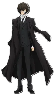 😠 Osamu Dazai Bungou Stray Dogs Anime, Postać, Mężczyzna, Płaszcz, Garnitur, Dazai, Osamu Dazai telegram sticker