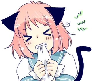 😫 Anime, Gato, Kawaii, Fofo, Chorando, Mangá telegram sticker