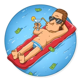 🏖 relaxamento, piscina, dinheiro, riqueza, verão, desenho animado, férias telegram sticker