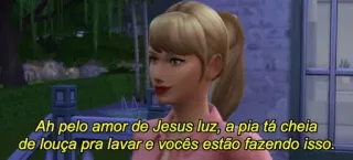 😐 Ah pelo amor de Jesus luz, a pia tá cheia
de louça pra lavar e vocês estão fazendo isso. sims, gra wideo, śmieszne, mem telegram sticker