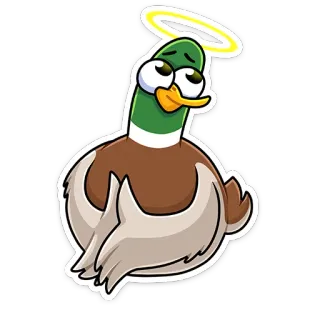 😇 pato, animal, desenho animado, auréola telegram sticker
