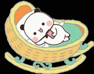 😄 Desenho animado, Panda, Bebê, Fofo, Berço, Animal, Bebê telegram sticker