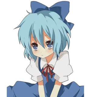 😕 Cirno อนิเมะ, น่ารัก, ผู้หญิง, ผมสีฟ้า, โทโฮโปรเจกต์ telegram sticker