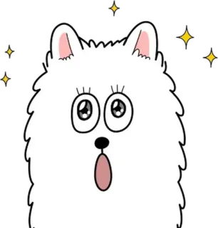 🤩 cane, animale, cartone animato, brillantini, carino, bianco, scioccato, occhi telegram sticker
