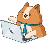 👨‍💻 hond, laptop, kantoor, werk, computer, dier telegram sticker