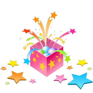 🎁 presente, estrelas, presente, surpresa, celebração telegram sticker