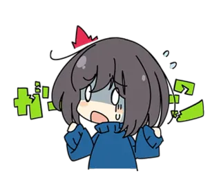 😟 ガーン anime, cartoon, shocked, fearful, sad, emotional, character telegram sticker
