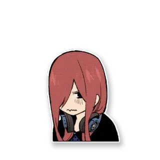 😐 Miku Nakano The Quintessential Quintuplets Anime, Manga, Imut, Gadis, Headphone, Gotoubun no Hanayome whatsapp sticker