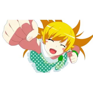 😀 Anime, Cartone animato, Personaggio, Ragazza, Felice, Pugno telegram sticker
