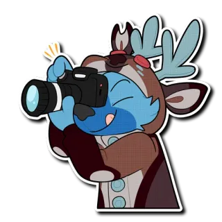 📸 kartun, binatang, kamera, rusa, lucu, fotografer telegram sticker