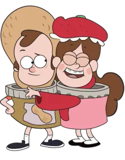 😘 Dipper Pines, Mabel Pines Gravity Falls dessin animé, animé, câlin, amitié, personnages, mignon telegram sticker