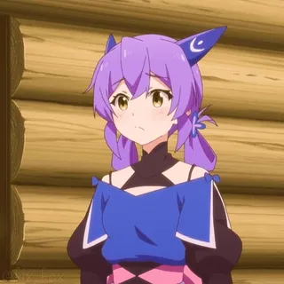 🤷‍♀️ anime, capelli viola, orecchie da gatto, carino, donna, personaggio, cartone animato telegram sticker