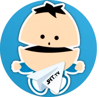👶 SHT.TV Cartoon, Baby, Papierflieger, Logo, Webseite telegram sticker