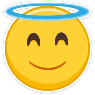 😇 絵文字, 光輪, スマイリー, 顔, 天使の telegram sticker