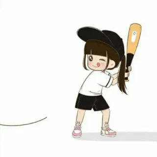 🤍 baseball, girl, bat, sports, cartoon, athlete telegram sticker