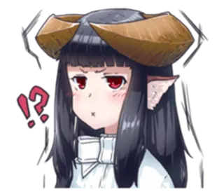 ⁉ Anime, Ragazza demone, Punto interrogativo, Carino, Adesivo, Corna telegram sticker