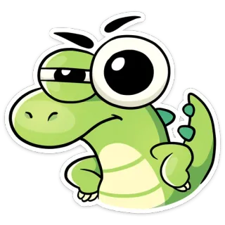 🤨 animal, cartoon, crocodile, alligator, green, sticker, cute whatsapp sticker
