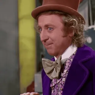😏 Willy Wonka Willy Wonka & the Chocolate Factory Süßigkeiten, Schokolade, Fabrik, Film, Gene Wilder, Hut telegram sticker