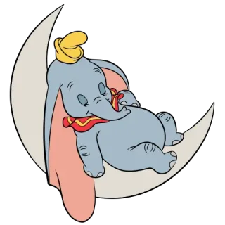 😴 Dumbo Dumbo, Disney, elephant, moon, sleep, cartoon, baby elephant telegram sticker