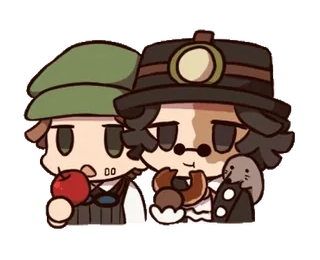 😐 cartoon, characters, cute, apple, donut telegram sticker