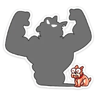 😈 muscle, chien, dessin animé, animal, autocollant telegram sticker