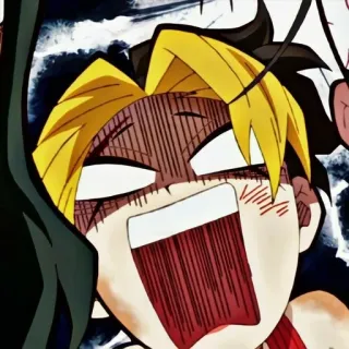 ❤️ animé, effrayé, expression, drôle, Demon Slayer, visage telegram sticker