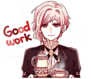 😌 Good work Anime, Dessin animé, Thé, Service, Positif, Encouragement whatsapp sticker
