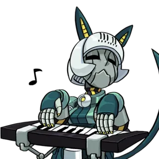 🎹 Ms. Fortune Skullgirls cat, robot, skullgirls, video game, cartoon, character telegram sticker