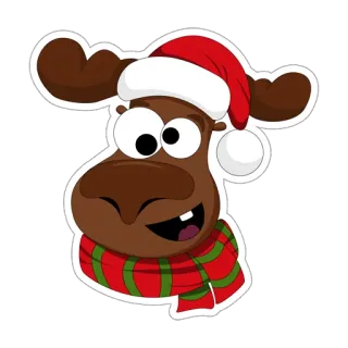 🤪 moose, christmas, holiday, cartoon, cute, winter, animal telegram sticker