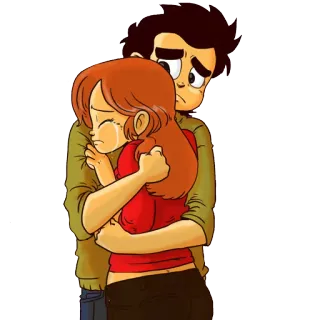 ☺️ грустный, плач, пара, эмоции, объятия, мультик telegram sticker