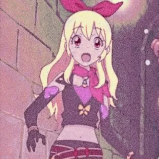 🍓 gadis anime, imut, kartun, pirang, mata merah, pita telegram sticker
