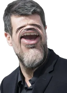 🤠 man, face, expression, portrait, funny, distorted, meme telegram sticker