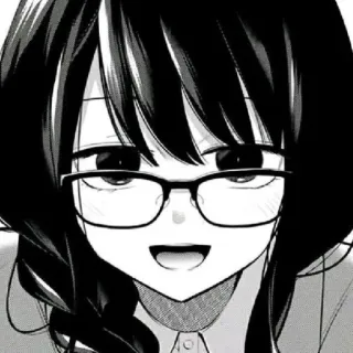 🖤 Anime, Manga, Kobieta, Okulary, Portret whatsapp sticker