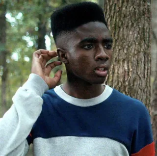 😐 Lucas Sinclair Stranger Things Lucas, Sinclair, Stranger Things, Caleb McLaughlin, personagem telegram sticker