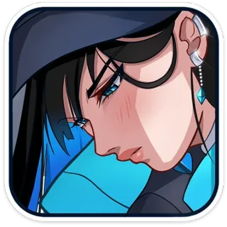 😔 อนิเมะผู้หญิง, มังงะ, ตัวละคร, ผู้หญิง, สีฟ้า, ภาพเหมือน, การ์ตูน telegram sticker