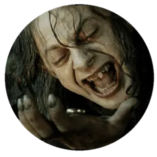 😫 Gollum Lord of the Rings 골룸, 반지의 제왕, 반지, 생물, 판타지 telegram sticker